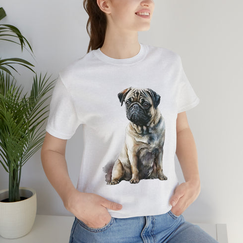 Loving Pug in Watercolor - Short Sleeve Tee